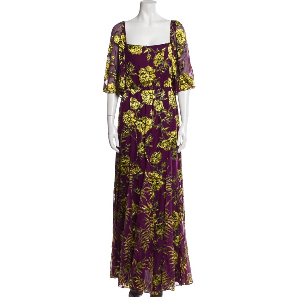 Alice + Olivia purple floral silk gown size 8 NWT